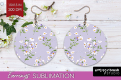 Daisy Flowers Round Earrings - Summer PNG Sublimation Product Image 1