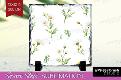 Daisy Flowers Slate PNG - Summer Square Slate Sublimation Product Image 1