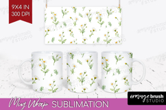 Daisy Flowers Mug Wrap - Summer Mug PNG Sublimation Product Image 1