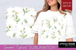 Daisy Flowers Square Tshirt Background - Summer PNG Product Image 1