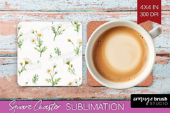 Daisy Flowers Square Coaster - Summer Coaster PNG Product Image 1