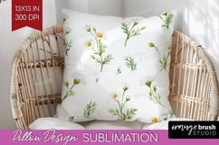 Daisy Flowers Pillow Sublimation - Summer Pillow Cover PNG Product Image 1