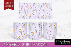 Daisy Flowers Mug Wrap - Summer Mug PNG Sublimation Product Image 1
