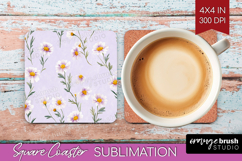 Daisy Flowers Square Coaster - Summer Coaster PNG Product Image 1