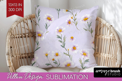 Daisy Flowers Pillow Sublimation - Summer Pillow Cover PNG Product Image 1