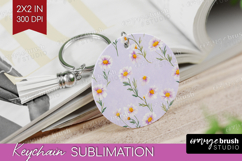 Daisy Flowers Keychain PNG - Summer Keychain Sublimation Product Image 1