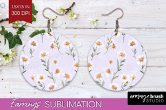Daisy Flowers Round Earrings - Summer PNG Sublimation Product Image 1
