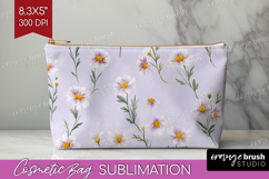Daisy Flowers Cosmetic Bag - Summer Makeup Bag PNG Product Image 1