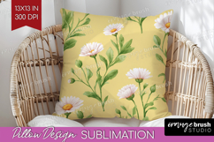 Daisy Flowers Pillow Sublimation - Summer Pillow Cover PNG Product Image 1