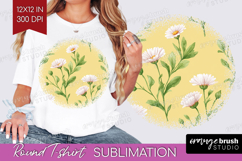 Daisy Flowers Round Tshirt Background - Summer PNG Product Image 1