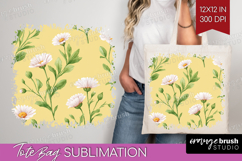 Daisy Flowers Tote Bag - Summer Tote Bag PNG Sublimation Product Image 1
