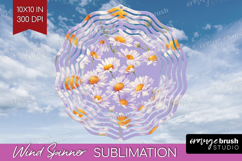 Daisy Flowers Wind Spinner Sublimation PNG - Summer Round Product Image 1