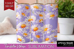 Daisy Flowers Tumbler Wrap - Summer Tumbler PNG Sublimation Product Image 1