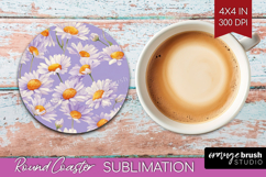 Daisy Flowers Round Coaster - Summer Coaster PNG Sublimation Product Image 1