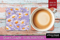 Daisy Flowers Square Coaster - Summer Coaster PNG Product Image 1