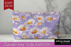 Daisy Flowers Cosmetic Bag - Summer Makeup Bag PNG Product Image 1