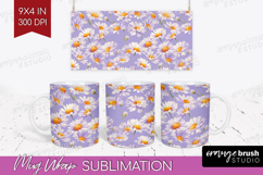 Daisy Flowers Mug Wrap - Summer Mug PNG Sublimation Product Image 1