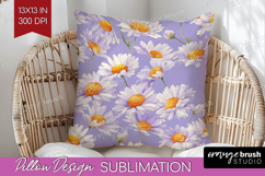 Daisy Flowers Pillow Sublimation - Summer Pillow Cover PNG Product Image 1