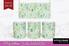 Daisy Flowers Mug Wrap - Summer Mug PNG Sublimation Product Image 1