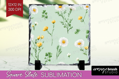 Daisy Flowers Slate PNG - Summer Square Slate Sublimation Product Image 1
