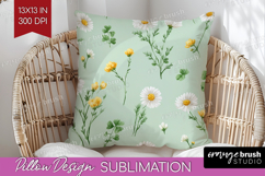 Daisy Flowers Pillow Sublimation - Summer Pillow Cover PNG Product Image 1