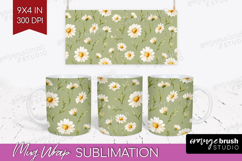 Daisy Flowers Mug Wrap - Summer Mug PNG Sublimation Product Image 1