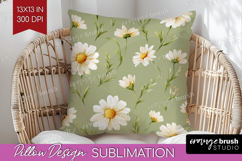 Daisy Flowers Pillow Sublimation - Summer Pillow Cover PNG Product Image 1