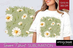 Daisy Flowers Square Tshirt Background - Summer PNG Product Image 1