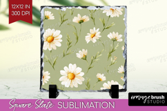 Daisy Flowers Slate PNG - Summer Square Slate Sublimation Product Image 1