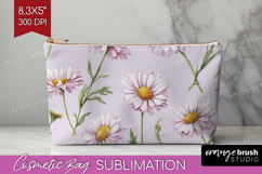 Daisy Flowers Cosmetic Bag - Summer Makeup Bag PNG Product Image 1