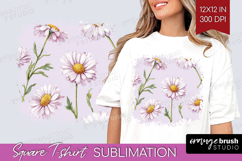Daisy Flowers Square Tshirt Background - Summer PNG Product Image 1
