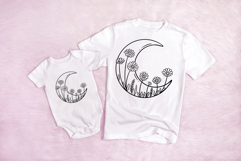 Daisy Flowers and Moon Wreath Flower Illustration Clipart Product Image 2