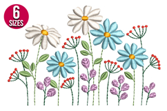 Daisy Flowers Machine Embroidery Design, 6 sizes Product Image 1