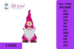 Daisy Gnome Machine Embroidery Design, Daisy Hat Product Image 1