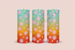 daisy heart skinny tumbler sublimation design for 20oz and 30oz skinny tumbler sublimation wrap