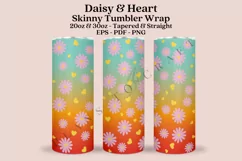 daisy heart skinny tumbler sublimation design for 20oz and 30oz skinny tumbler sublimation wrap