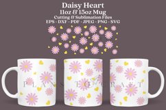 daisy heart spring summer flower coffee mug sublimation wrap glass mug wrap svg presized for 11oz and 15oz glass ready to cut and sublimation files