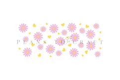 daisy heart spring summer flower coffee mug sublimation wrap glass mug wrap svg presized for 11oz and 15oz glass ready to cut and sublimation files