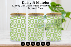 daisy matcha libbey beer can glass full wrap svg presized template for 16oz and 20oz glass for Cricut Silhouette and sublimation