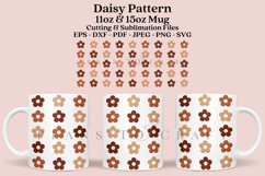 daisy pattern coffee mug sublimation wrap glass mug wrap svg presized for 11oz and 15oz glass ready to cut and sublimation files