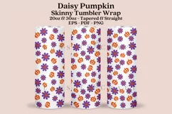 Daisy Pumpkin Autumn skinny tumbler sublimation wrap with high resolution 300 DPI and transparant background perfect for 20oz and 30oz skinny tumbler