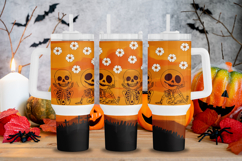daisy skeleton halloween 40oz quencher tumbler sublimation wrap uv dtf wrap SVG high resolution transparent background