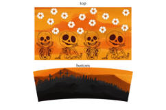 daisy skeleton halloween 40oz quencher tumbler sublimation wrap uv dtf wrap SVG high resolution transparent background