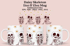 daisy skeleton halloween coffee mug sublimation wrap glass mug wrap svg presized for 11oz and 15oz glass mug are sublimation files