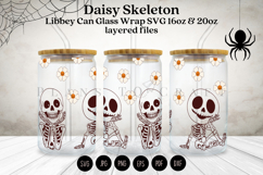 daisy skeleton halloween libbey beer can glass full wrap svg presized template for 16oz and 20oz glass for Cricut Silhouette and sublimation