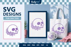 Halloween Skull with Daisy Flower SVG Product Image 1
