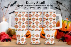 daisy skull halloween 40oz quencher tumbler sublimation wrap uv dtf wrap SVG high resolution transparent background
