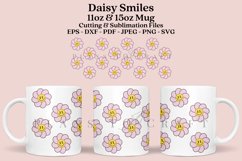 daisy smiles pattern coffee mug sublimation wrap glass mug wrap svg presized for 11oz and 15oz glass ready to cut and sublimation files