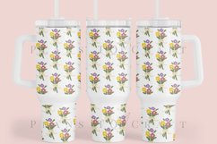 daisy spring floral 40oz quencher tumbler sublimation full wrap SVG high resolution transparent background