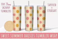 Daisy Flowers 20oz Skinny Tumbler Wrap Sublimation Design Product Image 1